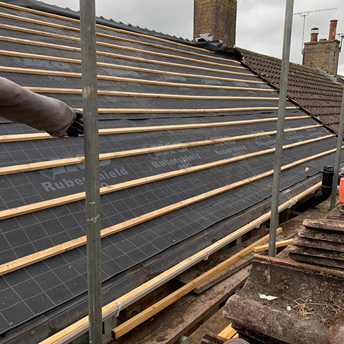 Battened uncovered roof in  South West London